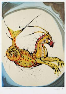 Salvador Dali ; ses peintures des signes du zodiaque : Il exprime la patience, la persévérance, la prudence, l’industrie, la réalisation, le sens du devoir. (squelette, système osseux)